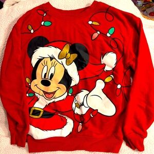 Disney Red and Black Crew Neck Sweater Festive Design